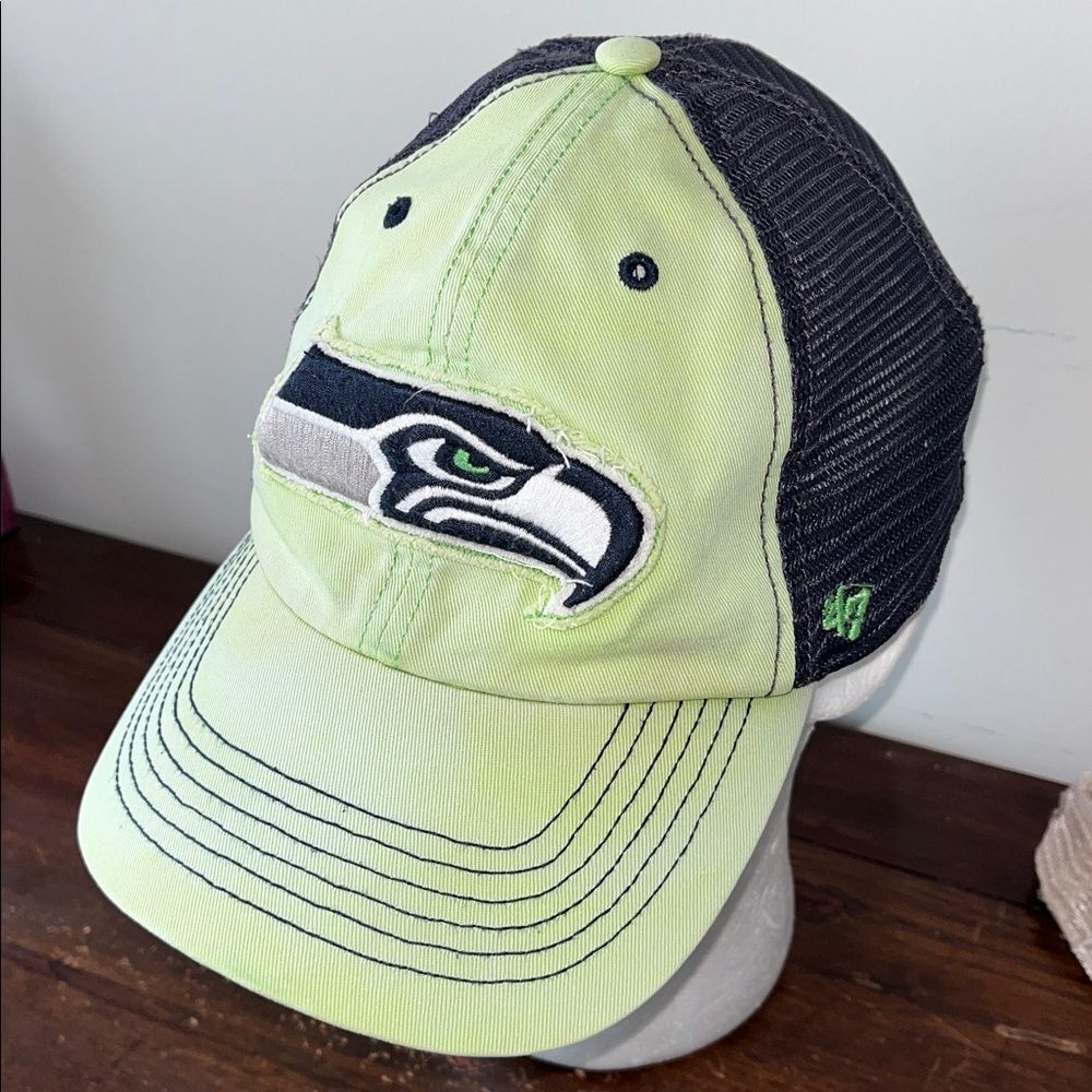 Brand 47 NFL Stretch Lime Green Seattle Seahawks Distressed Mesh Cotton hat cap